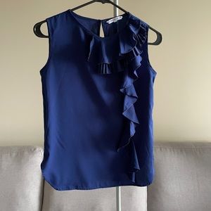2 Formal tops. navy blue and cream.
